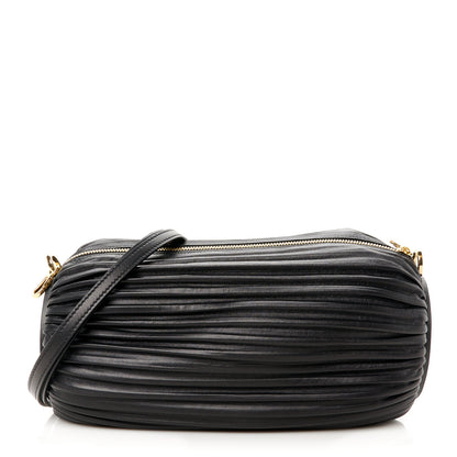 Loewe Lambskin Pleated Bracelet Pouch Shoulder Bag Black 1 of 10