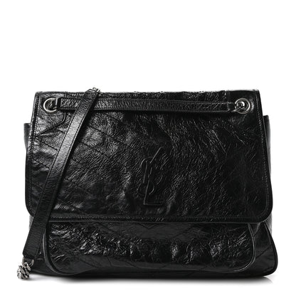 Saint Laurent Crinkled Calfskin Matelasse Monogram Large Niki Chain Satchel Black 1 of 10