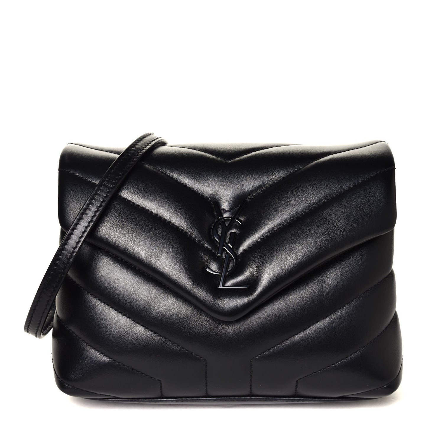 Calfskin Y Quilted Monogram Toy Loulou Crossbody Bag Black
