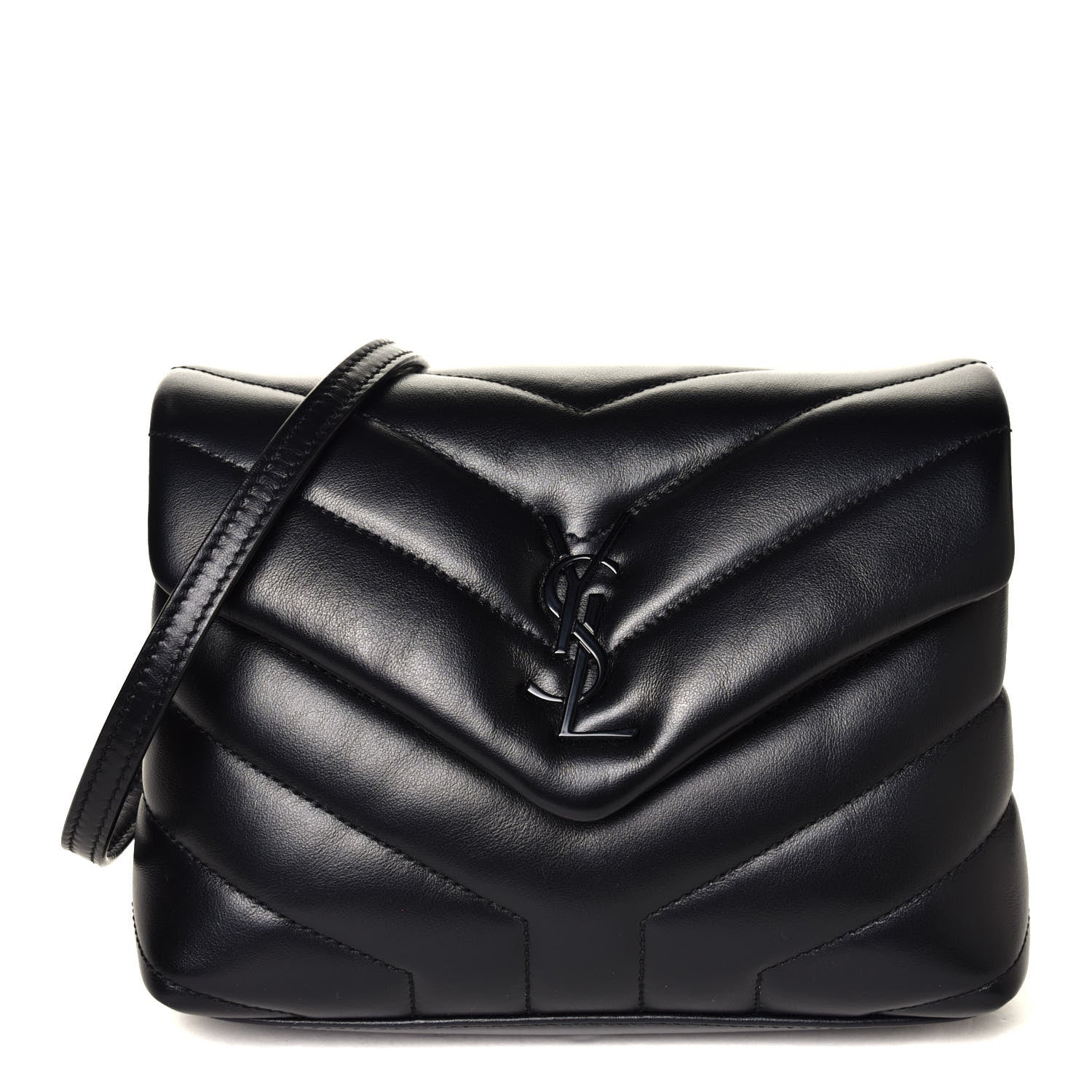 Saint Laurent Calfskin Y Quilted Monogram Toy Loulou Crossbody Bag Black 1 of 8