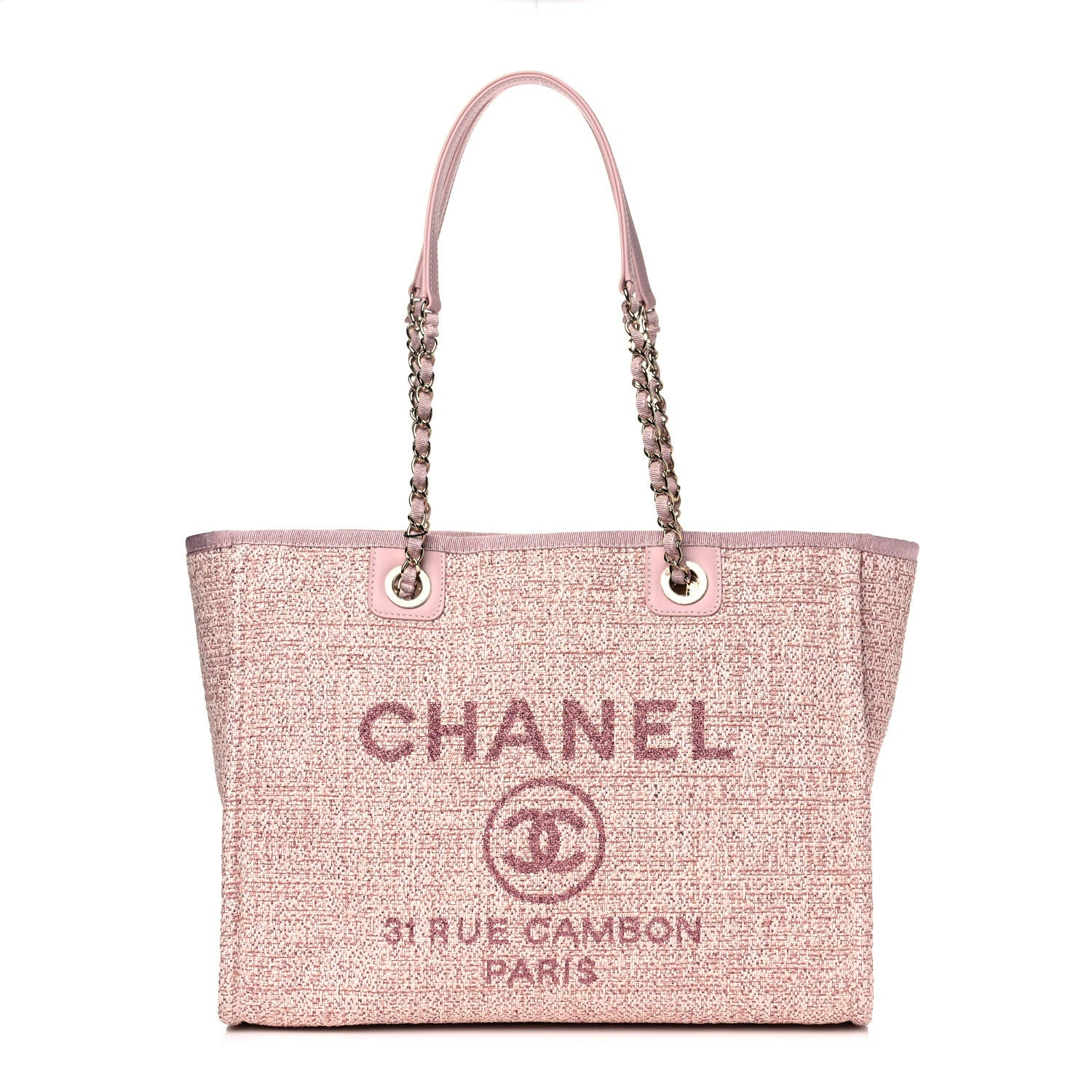 Chanel Lurex Boucle Small Deauville Tote Pink 1 of 11