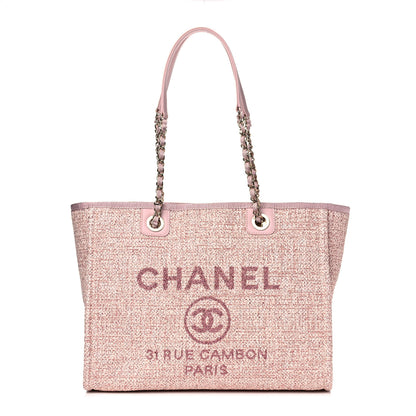 Chanel Lurex Boucle Small Deauville Tote Pink 1 of 11