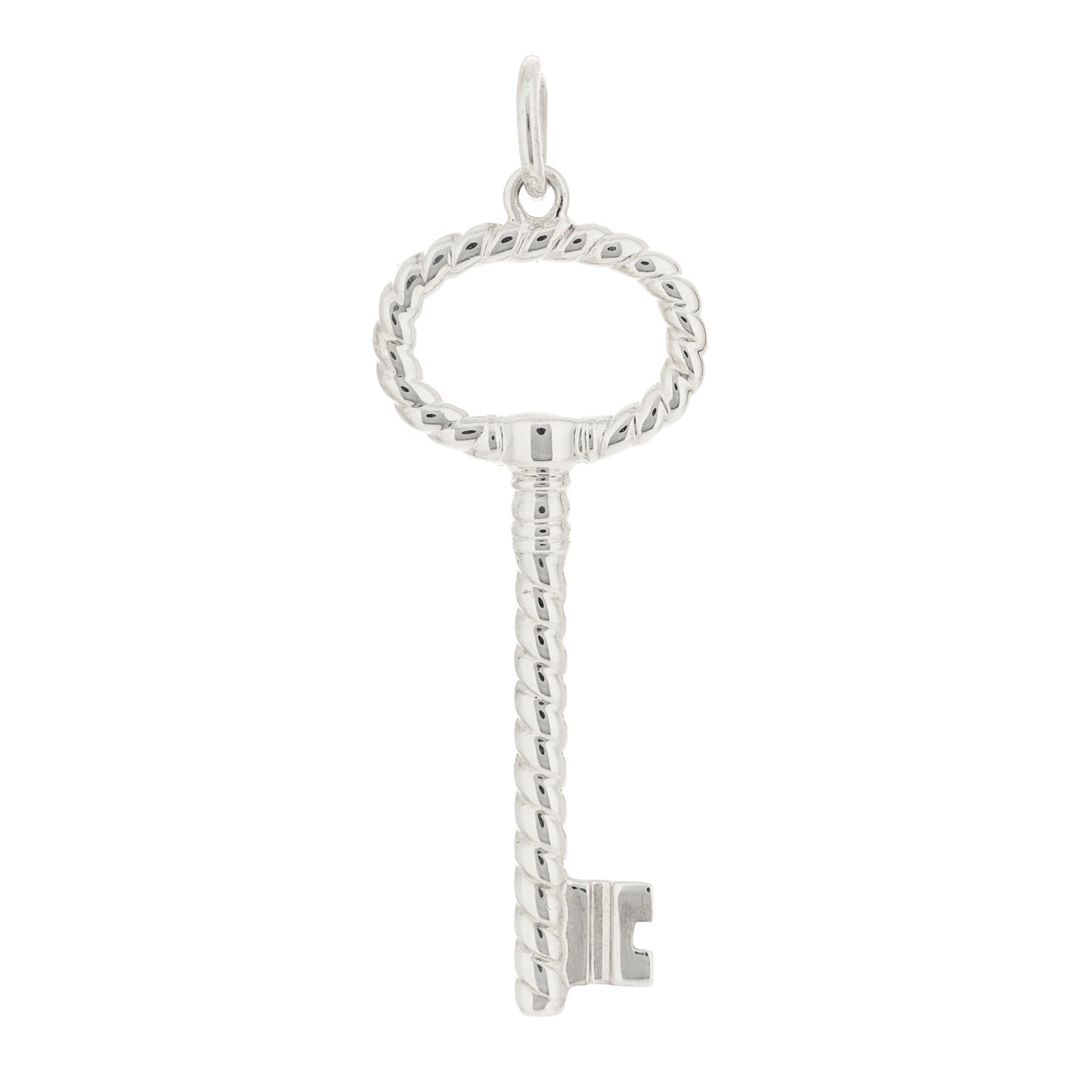 Sterling Silver Twist Oval Key Pendant