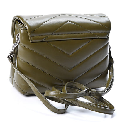 Saint Laurent Calfskin Y Quilted Monogram Toy Loulou Crossbody Bag Military Olive 2 of 9