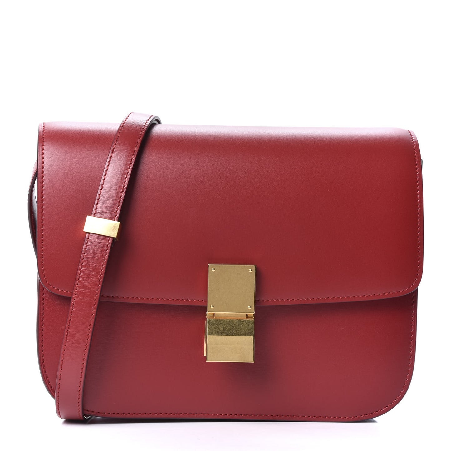 Box Calfskin Medium Classic Box Flap Bag Red