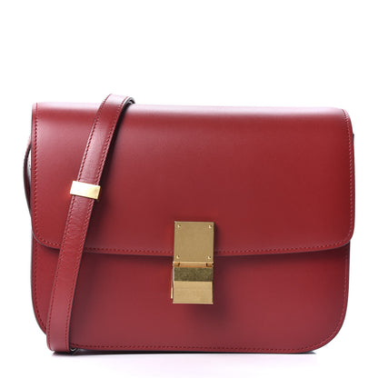 Celine Box Calfskin Medium Classic Box Flap Bag Red 1 of 9