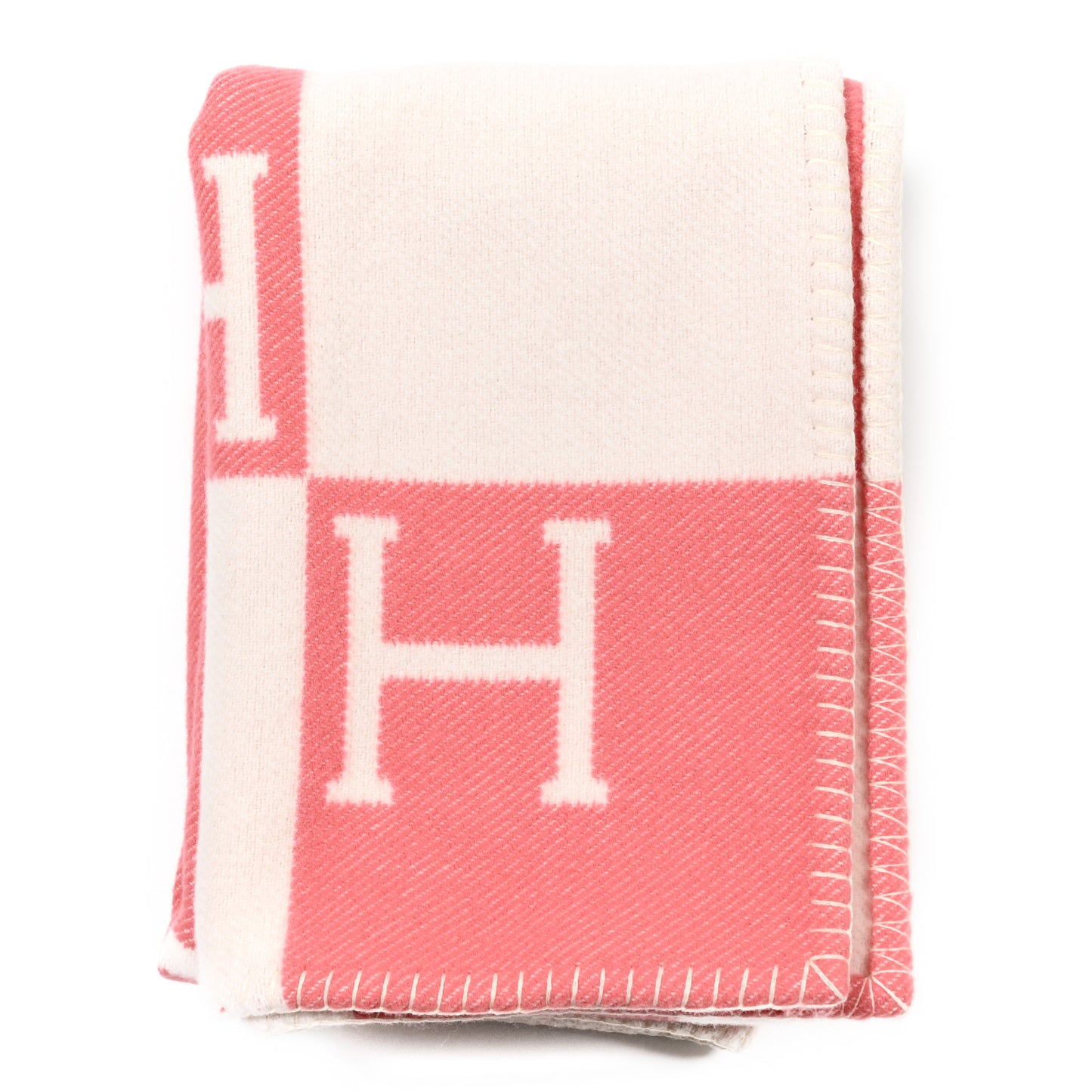 Wool Cashmere Avalon Baby Blanket Rose Airelle White