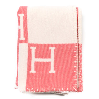 Hermes Wool Cashmere Avalon Baby Blanket Rose Airelle White 1 of 3