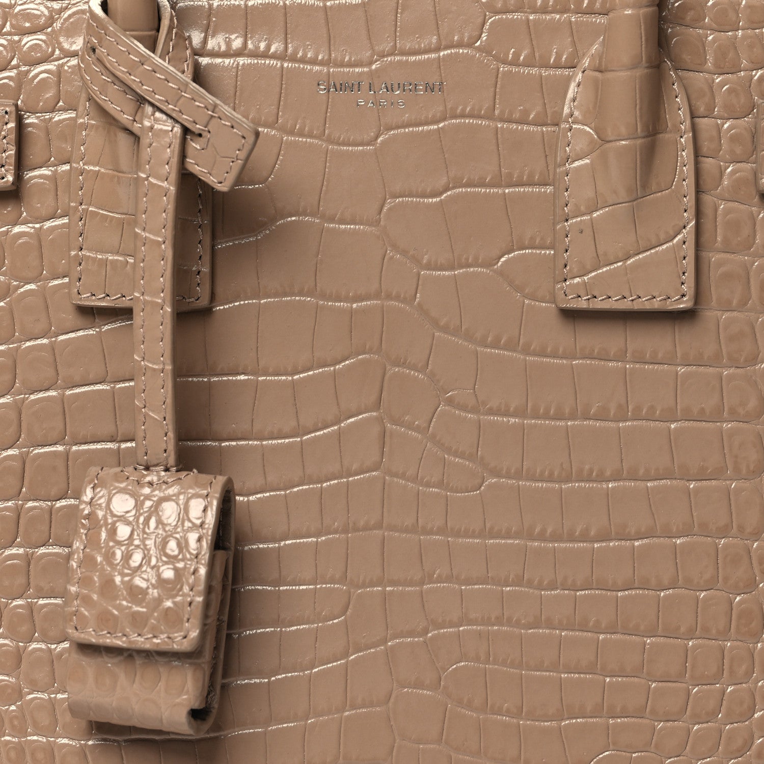 Saint Laurent Calfskin Crocodile Embossed Baby Sac De Jour Brown 7 of 11