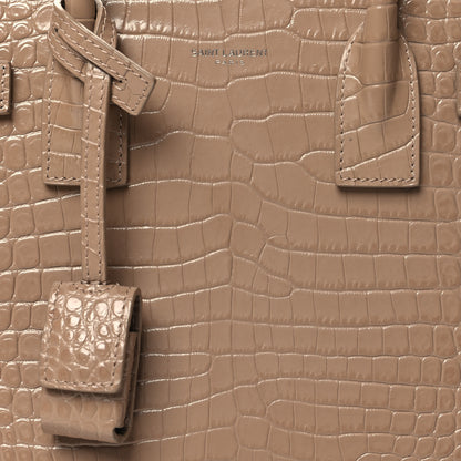 Saint Laurent Calfskin Crocodile Embossed Baby Sac De Jour Brown 7 of 11
