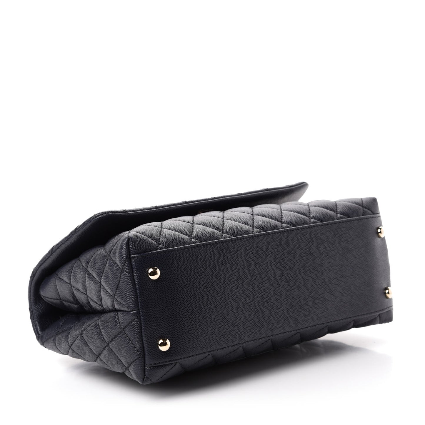 Caviar Quilted Small Coco Handle Flap Navy