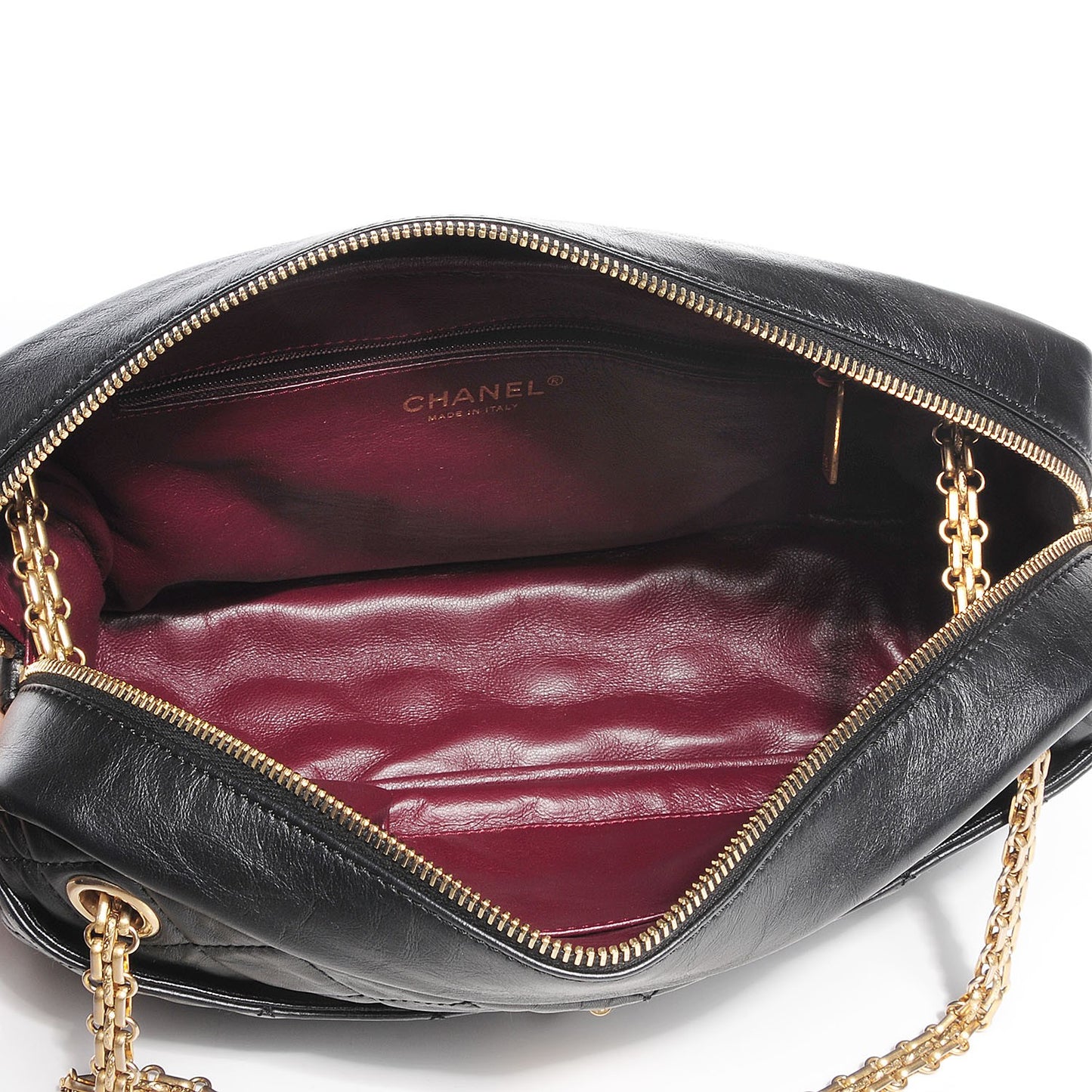 Aged Calfskin Quilted Medium Reissue Camera Case Black