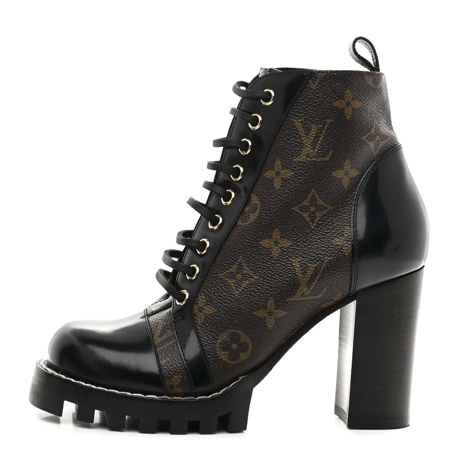 Louis Vuitton Patent Calfskin Monogram Star Trail Ankle Boots 37.5 Black 1 of 9