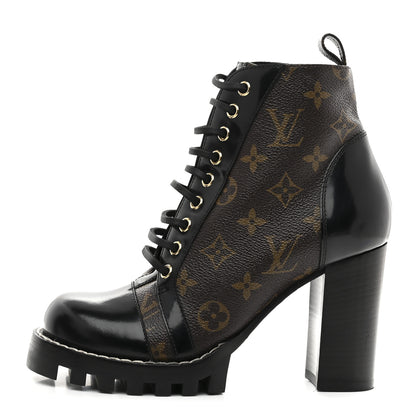 Louis Vuitton Patent Calfskin Monogram Star Trail Ankle Boots 37.5 Black 1 of 9