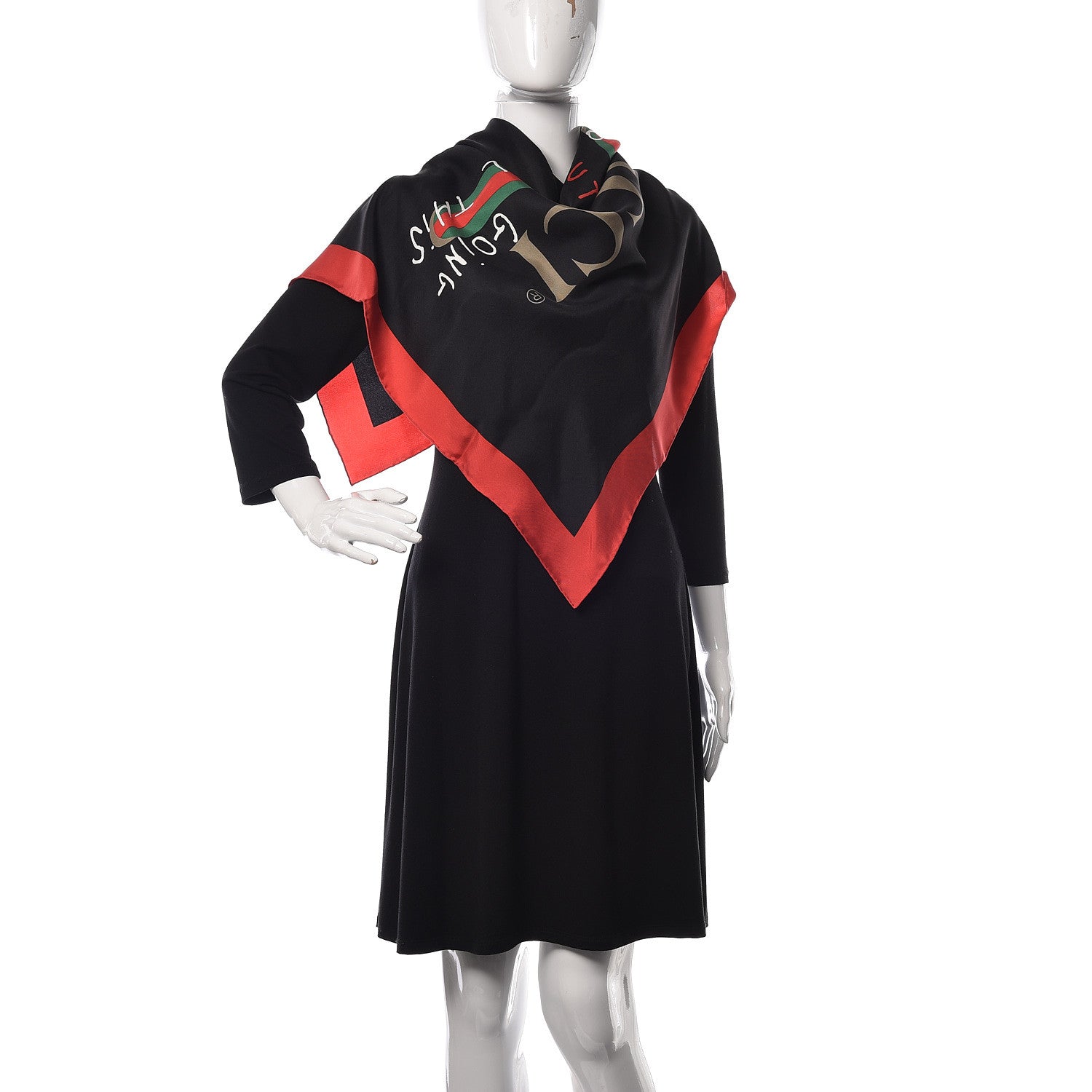 Gucci Silk Coco Capitan Logo Scarf Black 2 of 4