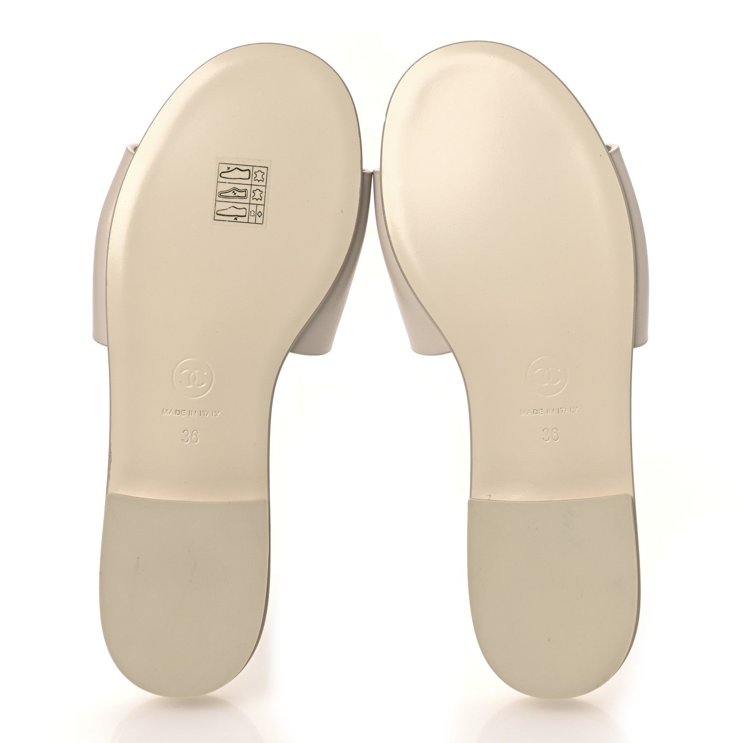 Chanel Calfskin Patent Calfskin Logo Mules 36 Beige 7 of 10