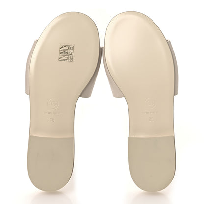 Chanel Calfskin Patent Calfskin Logo Mules 36 Beige 7 of 10