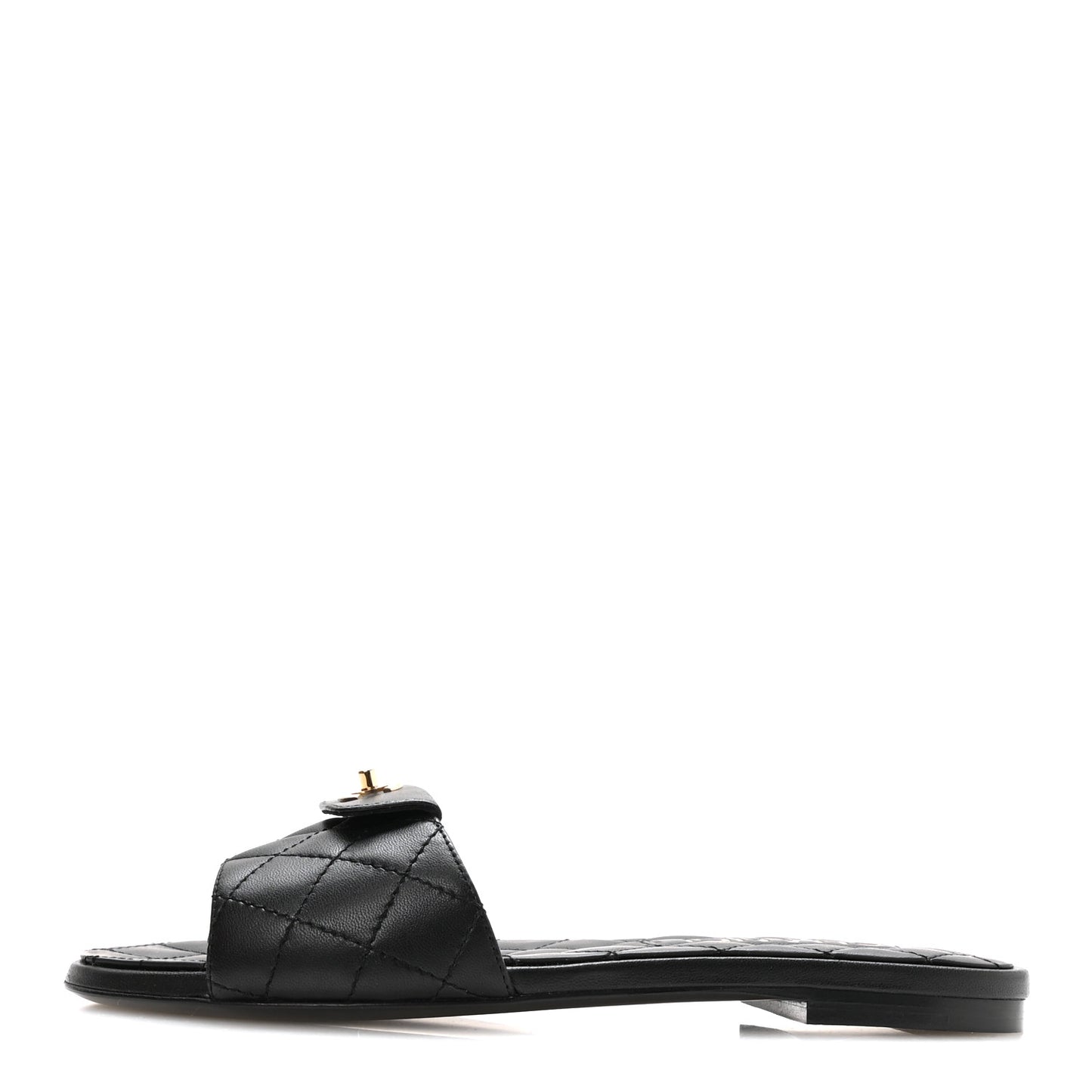 Lambskin Quilted CC Turnlock Sandals 36 Black