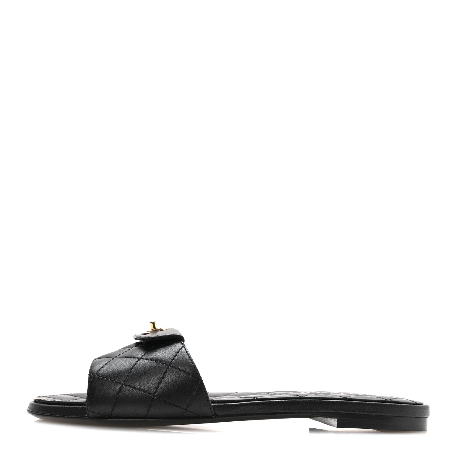 Chanel Lambskin Quilted CC Turnlock Sandals 36 Black 1 of 9