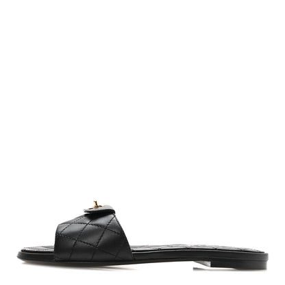 Chanel Lambskin Quilted CC Turnlock Sandals 36 Black 1 of 9