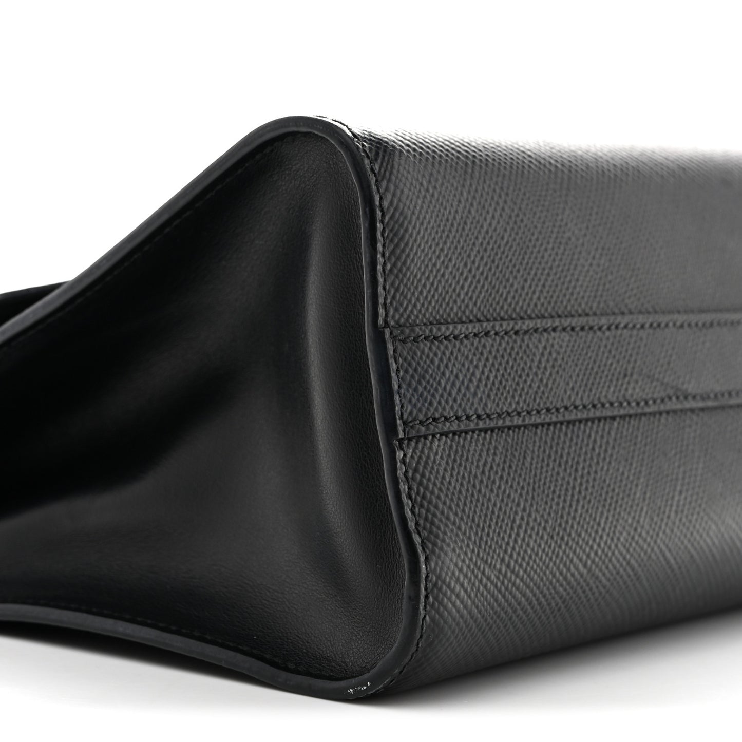 Saffiano Cuir Calfskin Monochrome Envelope Flap Chain Shoulder Bag Black