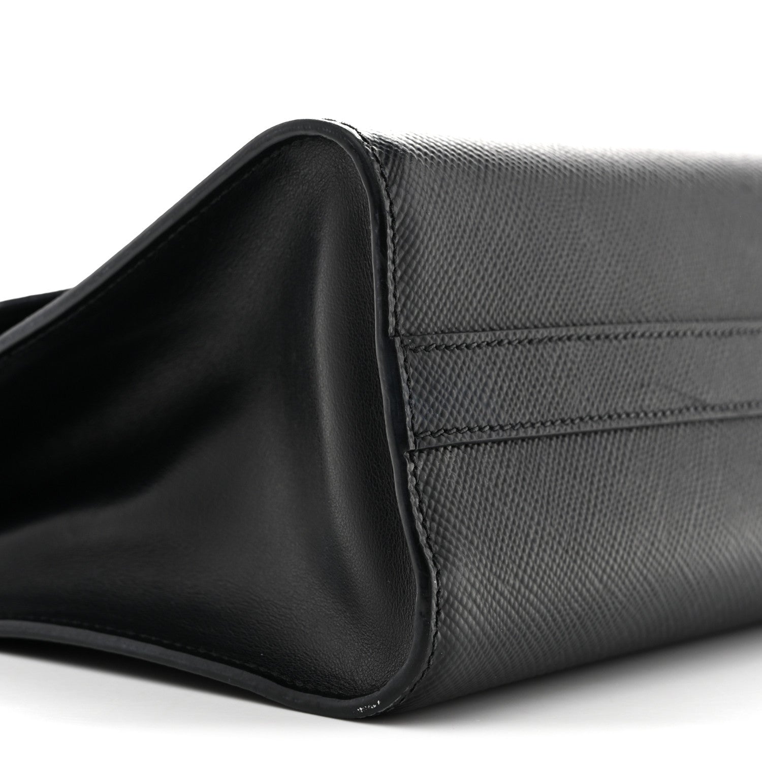 Prada Saffiano Cuir Calfskin Monochrome Envelope Flap Chain Shoulder Bag Black 8 of 12
