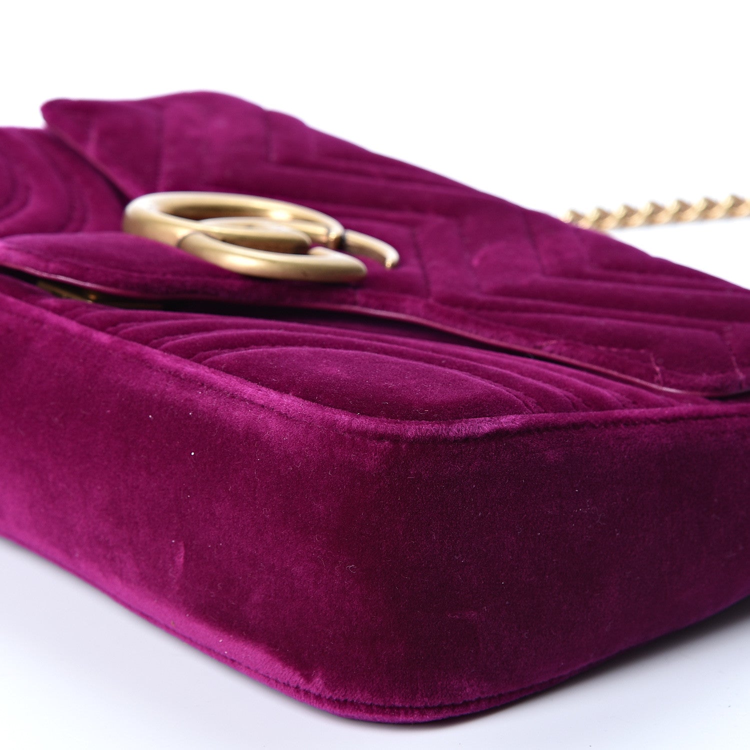 Gucci Velvet Matelasse Medium GG Marmont Shoulder Bag Fuchsia Violet Cyclamen 8 of 10
