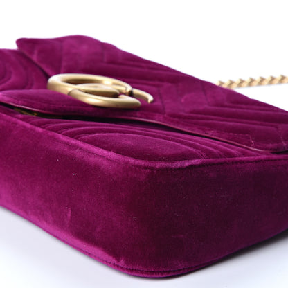 Gucci Velvet Matelasse Medium GG Marmont Shoulder Bag Fuchsia Violet Cyclamen 8 of 10