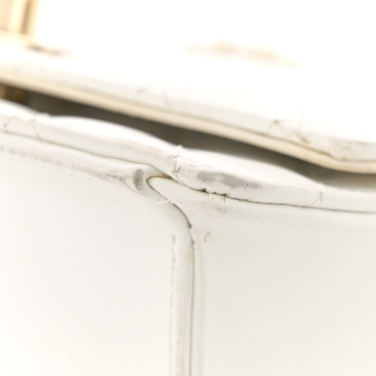 Chanel Glazed Calfskin Stitched Mini Square Flap White 13 of 14