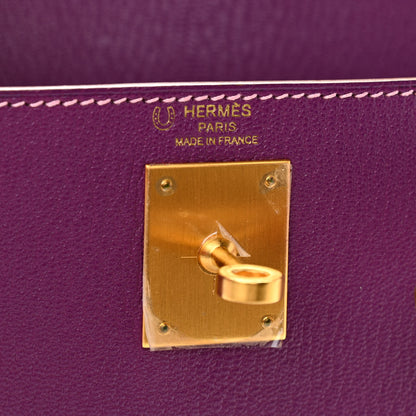 Hermes Chevre Mysore Horseshoe Kelly Retourne 28 Anemone Rose Confetti 5 of 14