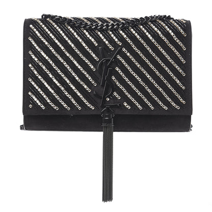 Saint Laurent Suede Crystal Small Classic Monogram Kate Satchel Black 1 of 10