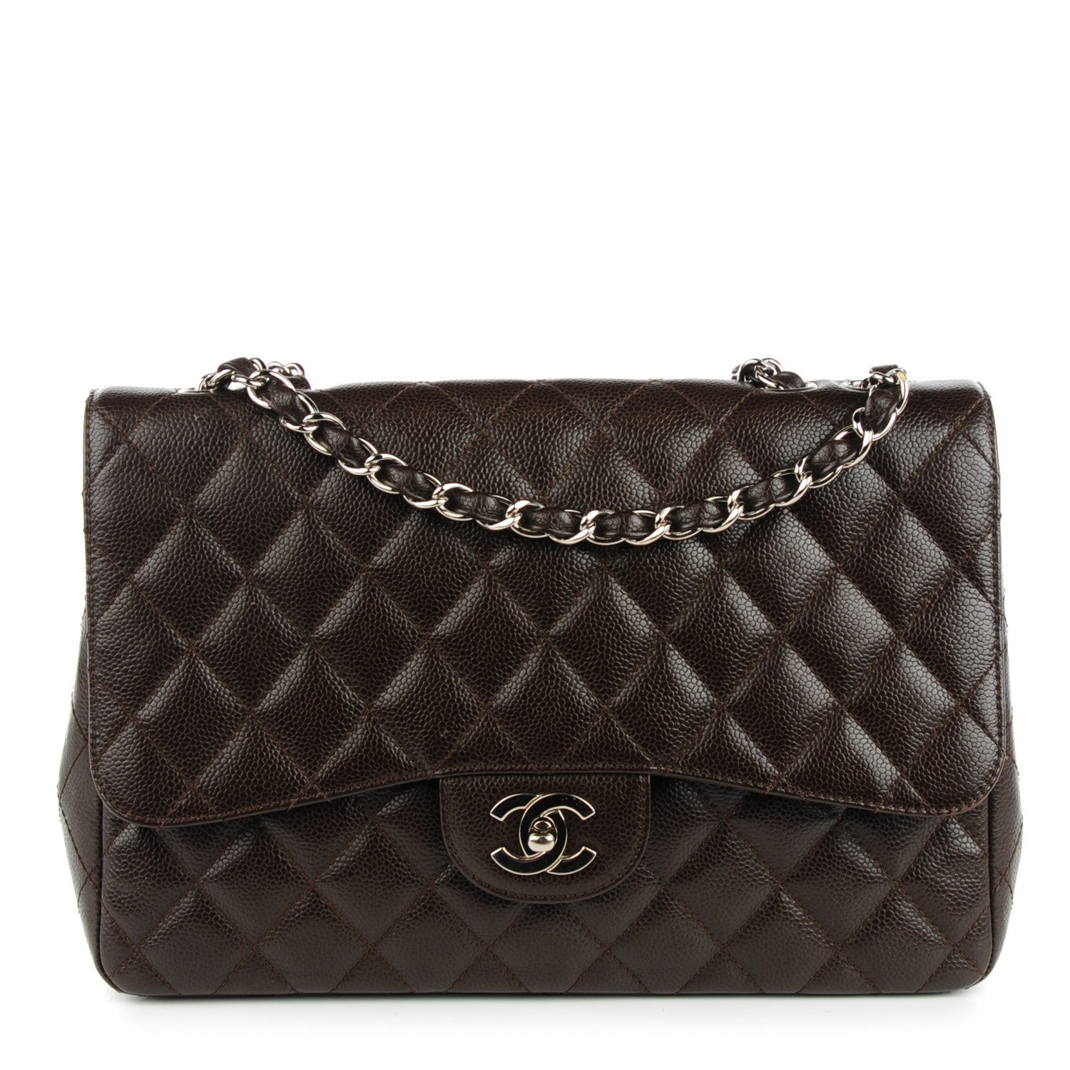 Chanel Caviar Quilted Jumbo Single Flap Dark Brown 1 of 8