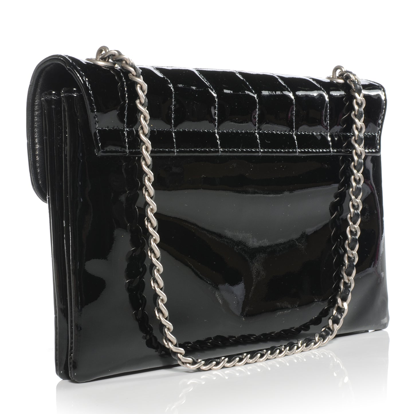 Patent Chocolate Bar Quilted Computer Keys Flap Black