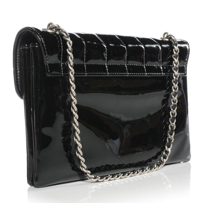 Chanel Patent Chocolate Bar Quilted Computer Keys Flap Black 3 of 9