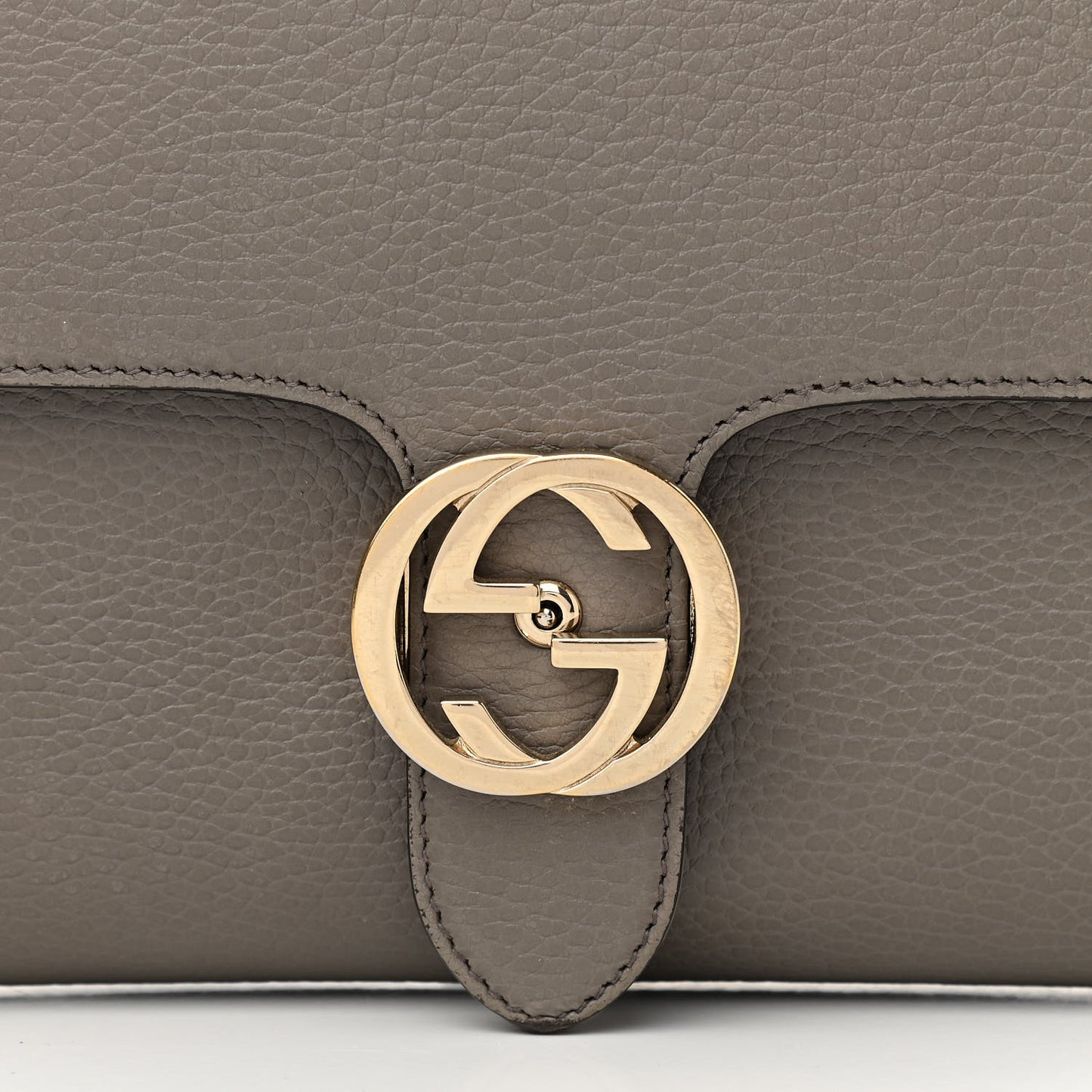 Dollar Calfskin Interlocking G Top Handle Shoulder Bag Loess