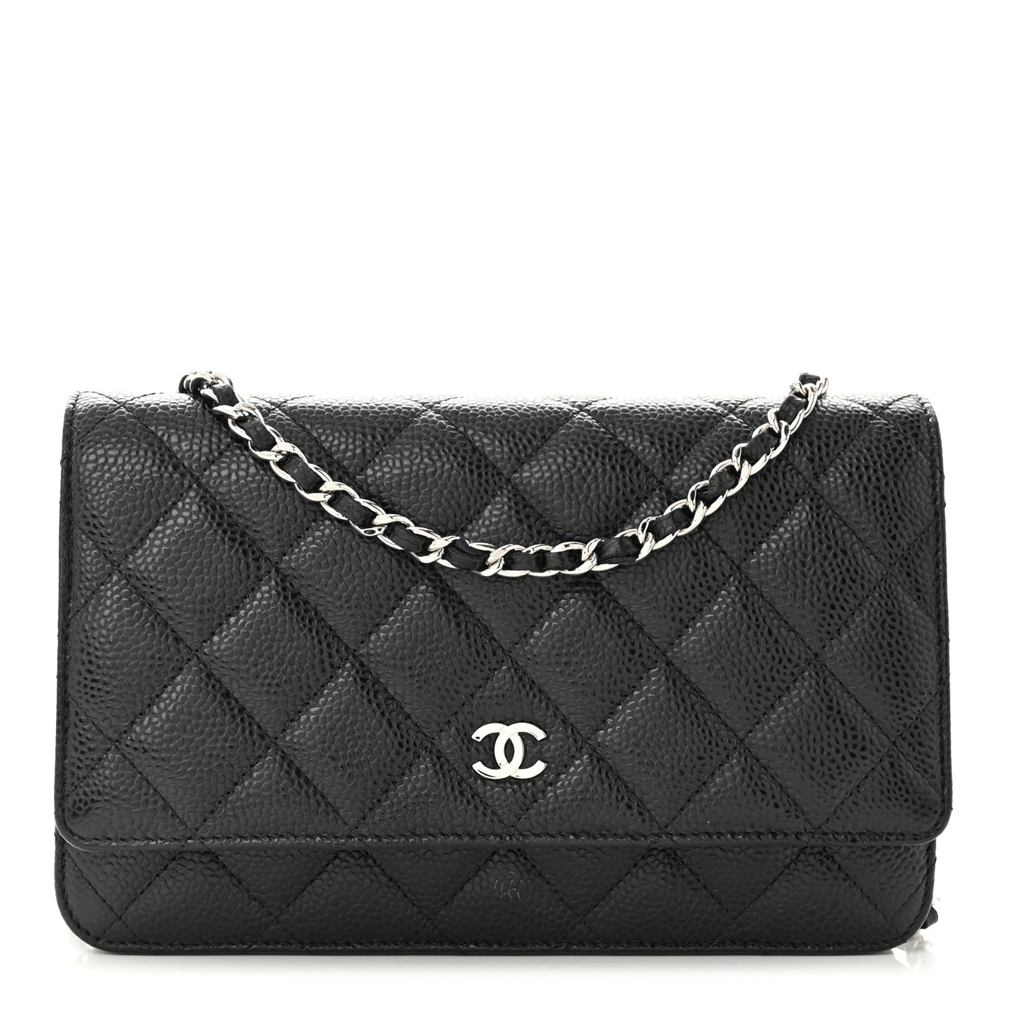 Caviar Quilted Wallet on Chain WOC Black