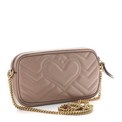 Gucci Calfskin Matelasse Mini GG Marmont Chain Crossbody Bag Porcelain Rose 3 of 8