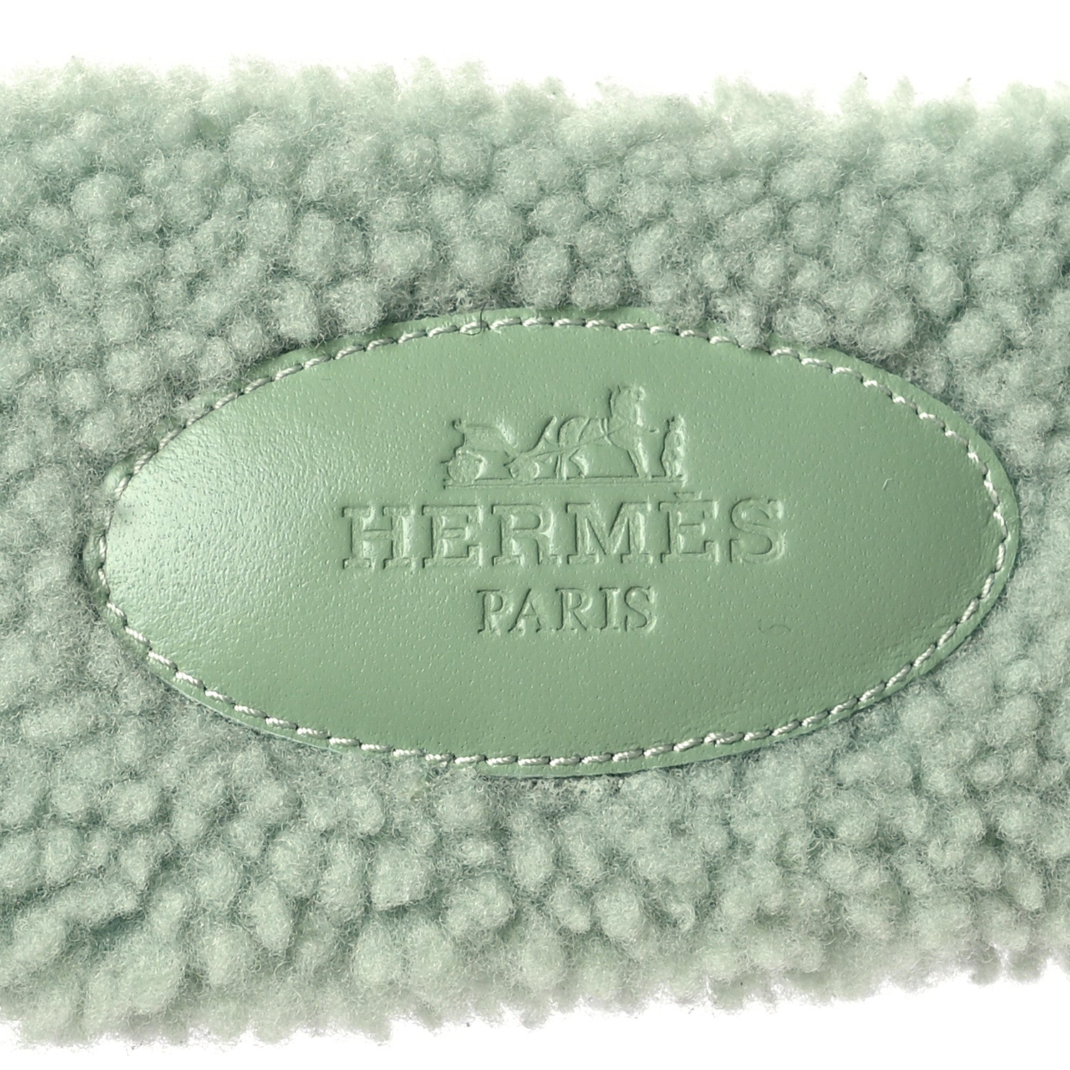 Hermes Woolskin Oran Sandals 38 Vert D’Eau 7 of 7
