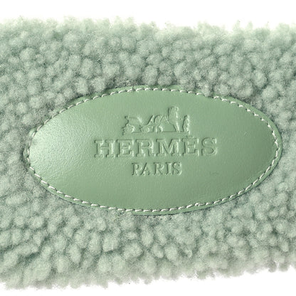 Hermes Woolskin Oran Sandals 38 Vert D’Eau 7 of 7