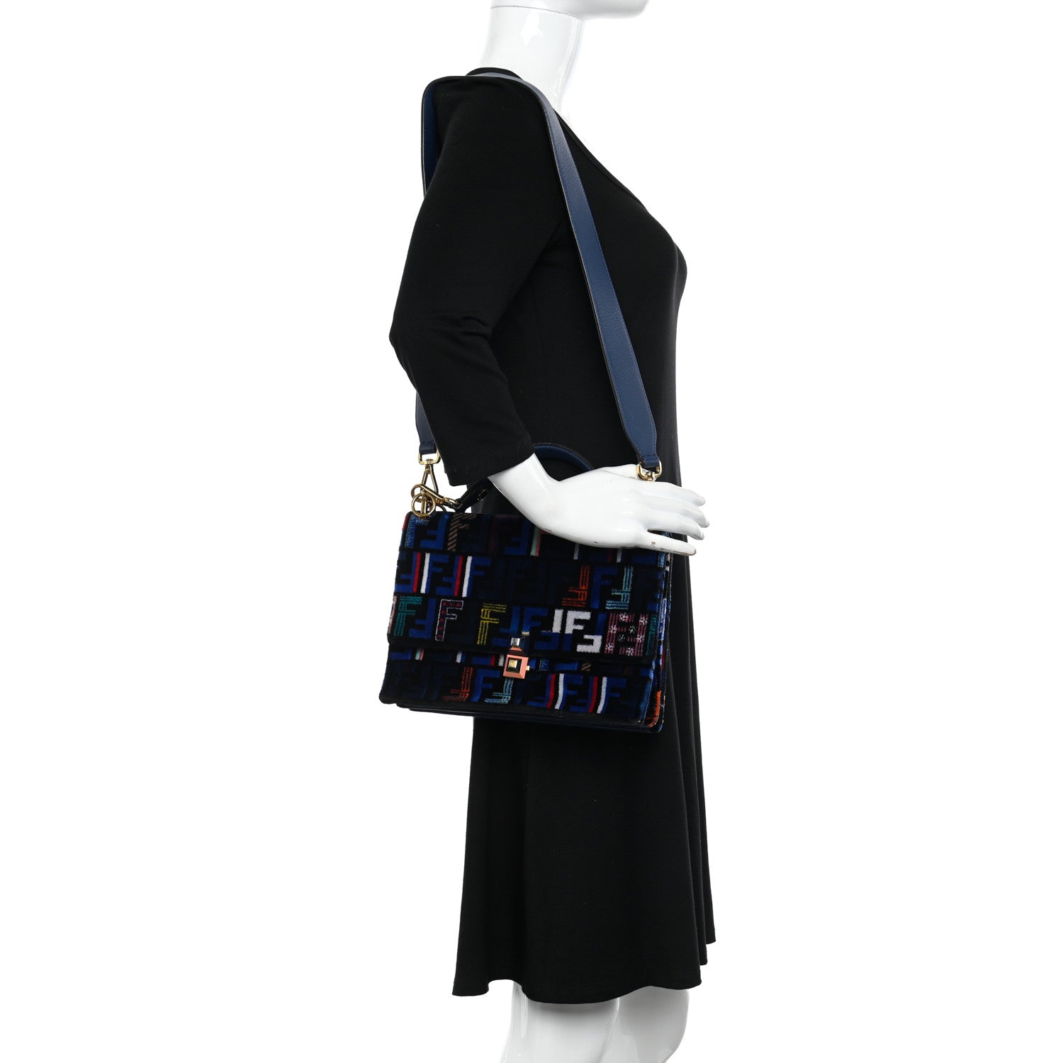 Fendi Velvet Vitello Dolce Fun Fair Kan I Shoulder Bag Blue Multicolor 2 of 12