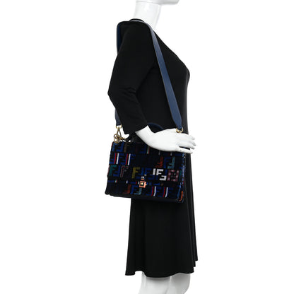Fendi Velvet Vitello Dolce Fun Fair Kan I Shoulder Bag Blue Multicolor 2 of 12