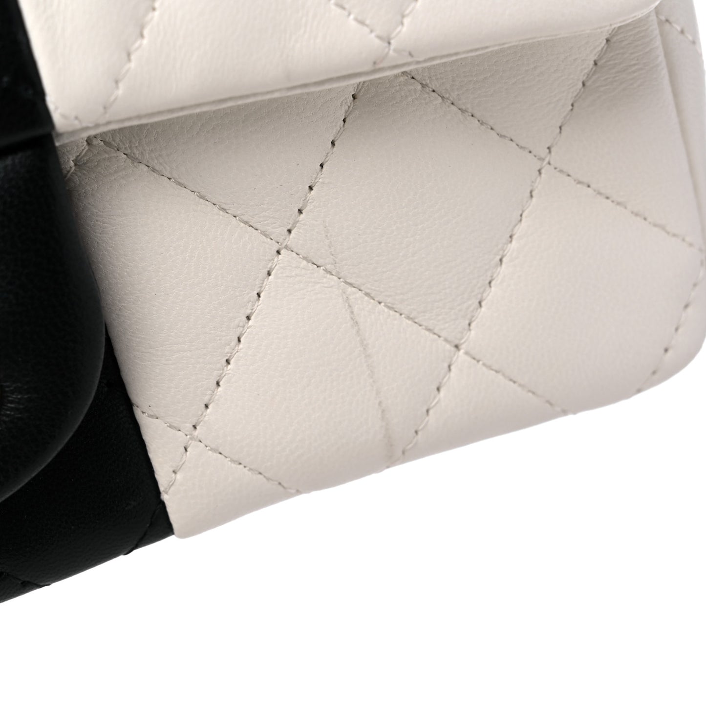 Lambskin Quilted Mini Rectangular Flap White Black