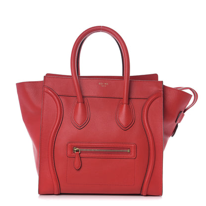 Celine Drummed Calfskin Mini Luggage Coquelicot 1 of 8