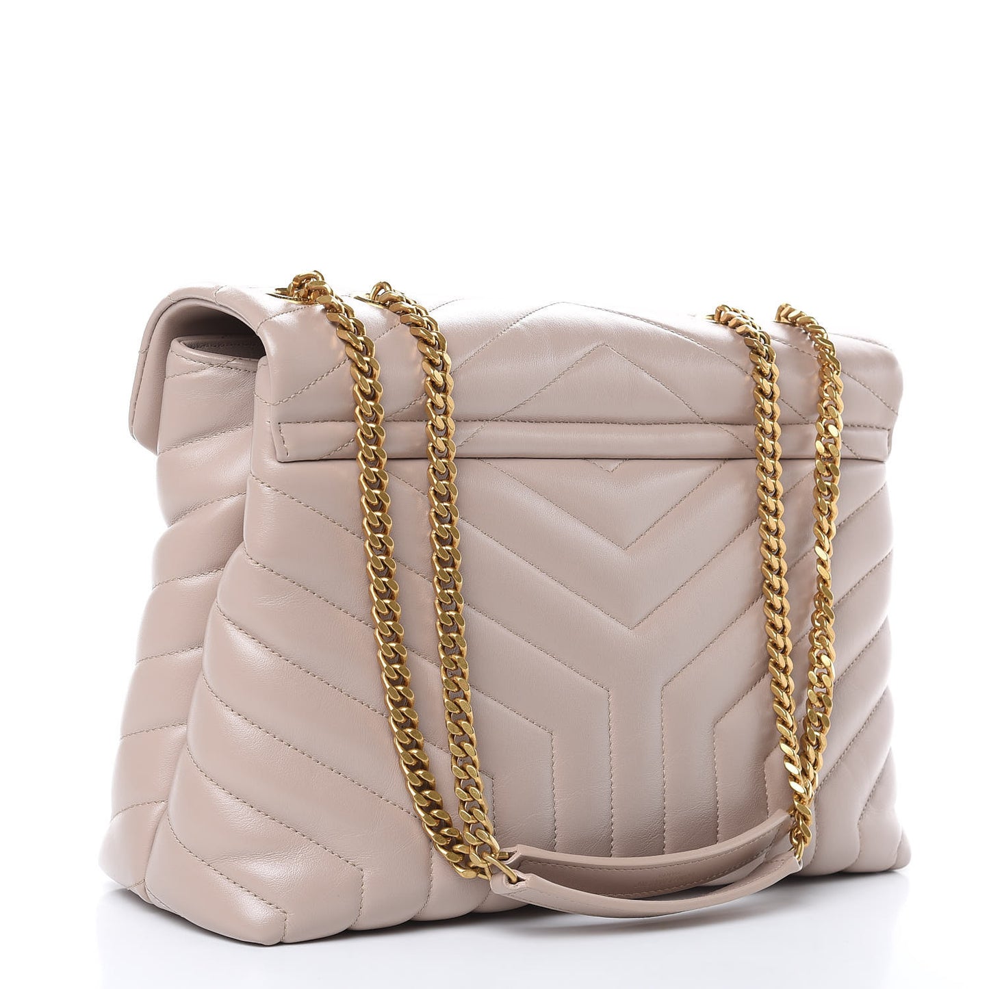 Calfskin Y Quilted Monogram Medium Loulou Chain Satchel Light Natural