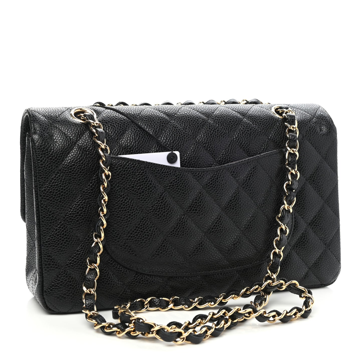 Caviar Quilted Medium Double Flap Black
