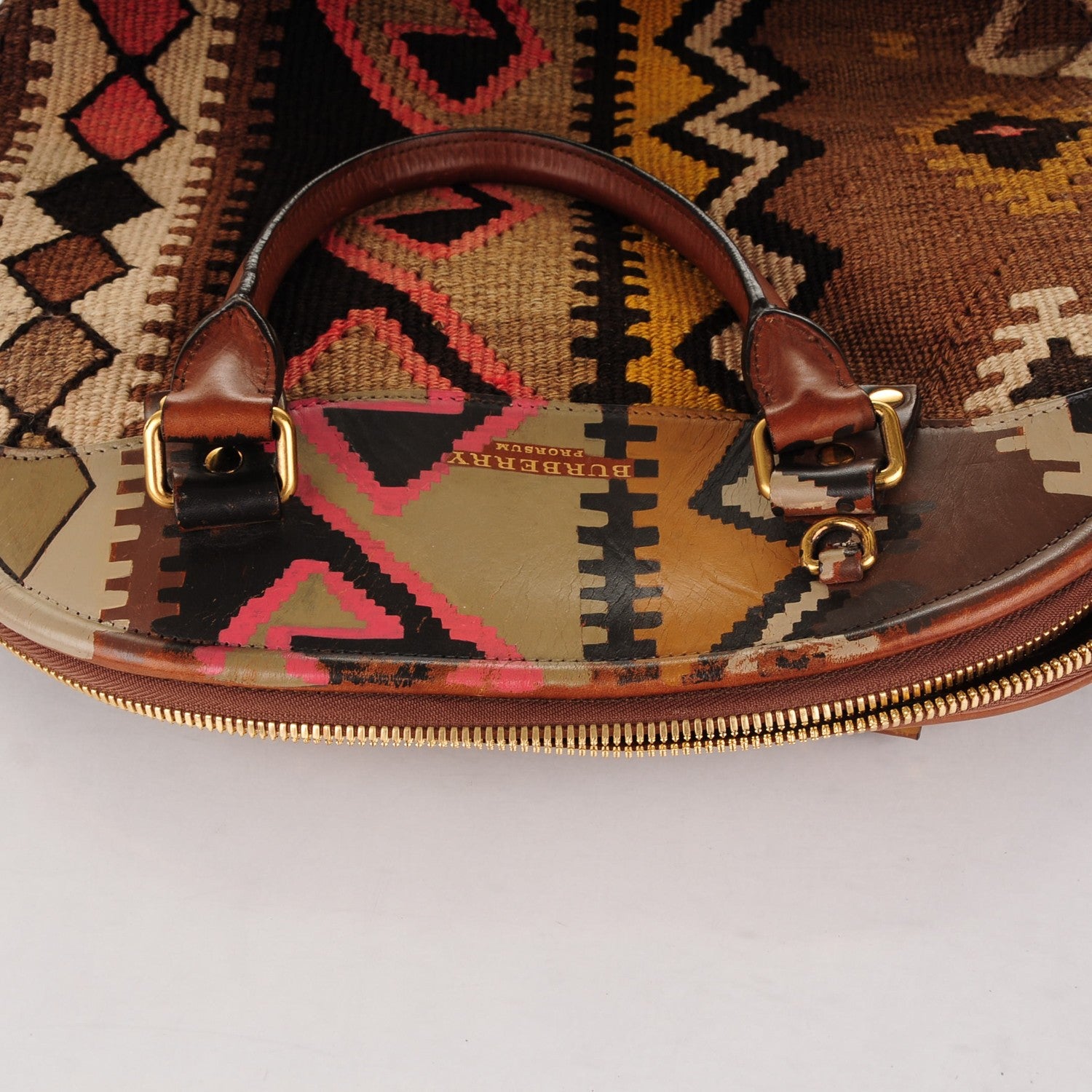 Burberry Prorsum Handpainted Tapestry Bloomsbury Brown Ochre 9 of 10