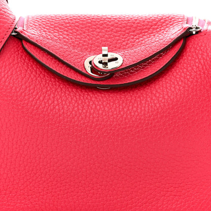 Hermes Taurillon Clemence Mini Lindy 20 Rose Extreme 8 of 11