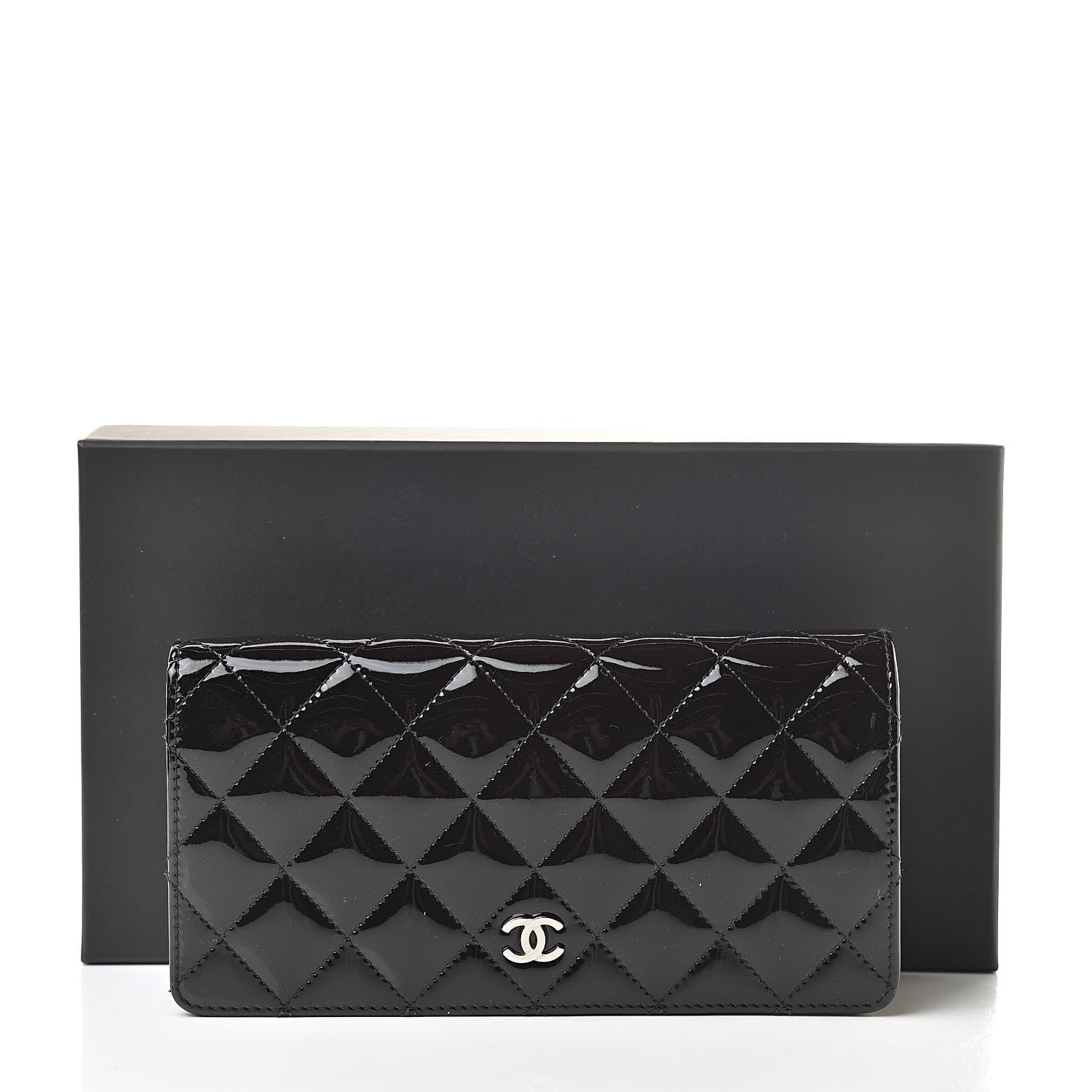 Chanel Patent Calfskin Quilted Yen Wallet Black 10 of 10