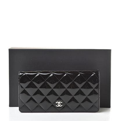 Chanel Patent Calfskin Quilted Yen Wallet Black 10 of 10