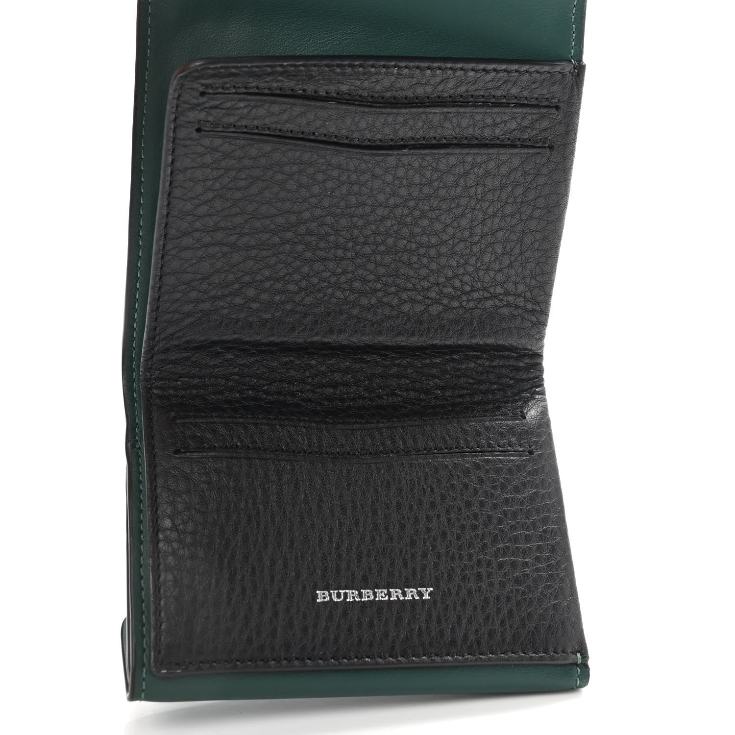 Burberry Grained Calfskin Tri-Fold Compact Wallet Black 5 of 8